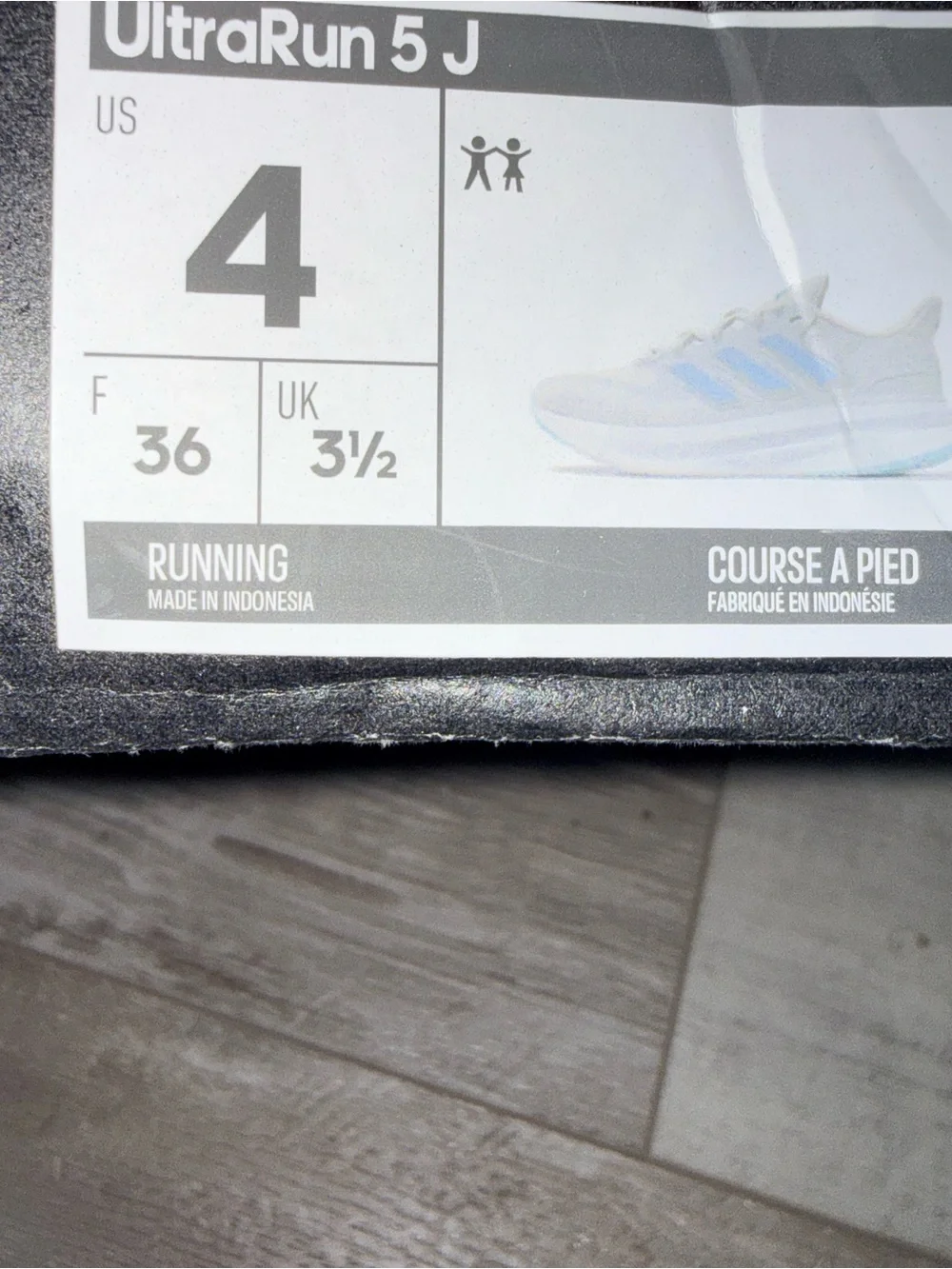Adidas UltraRun 5 J Kids Size 4 Grey Blue Running Shoes NWT